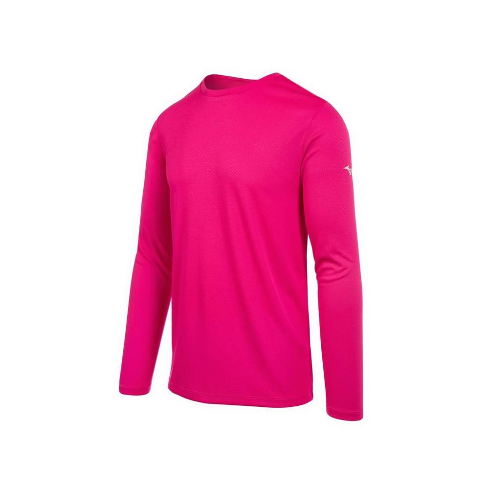 Mens Mizuno Long Sleeve T-Shirts Pink Philippines (WOXHVZ205)